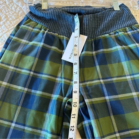 NWT WeWoreWhat low rise pant stretch waist plaid green blue extra long pockets - Picture 8 of 9